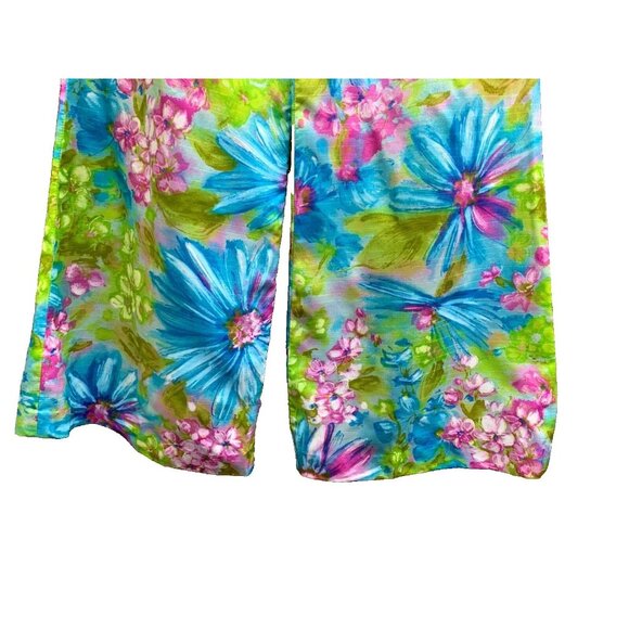 VINTAGE 70s Bright Floral Handmade Baby  Doll Tunic Pant Set Womens Bell Bottom - Picture 12 of 16